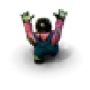 The pink-shirt zombie, original game sprite enlarged for inspection