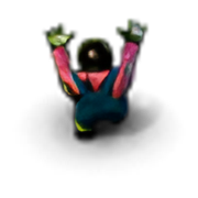 The pink-shirt zombie, restored game sprite at the same display size